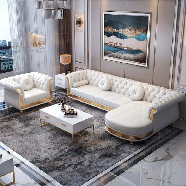 Gracious Royal Look Modern Luxurious Fabric Sofa Set - Royal Blue - Copy